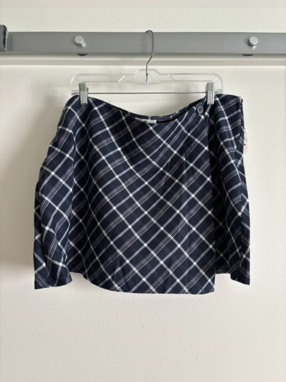 BP. Button Front Wrap Miniskirt in Navy Thicket Plaid Size 2X NWT